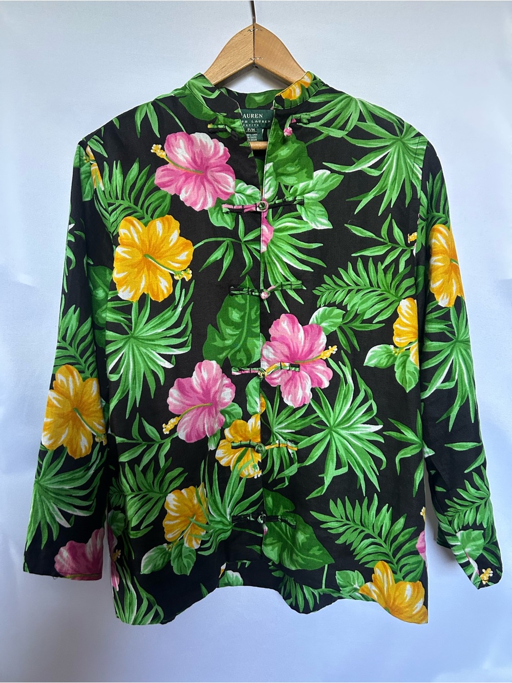 Lauren Ralph Lauren Black Tropical Floral Button-Up Shirt - Pink & Yellow